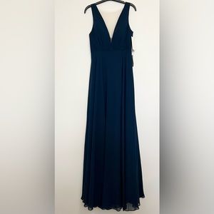 Navy Blue Deep V-neck Dress - Jenny Yoo Collection